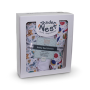 Cotton Baby Bed Sheet Set (3 Pieces) – Rocket & Jungle Prints (120×60×8 cm)