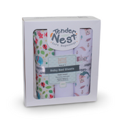 Cotton Baby Bed Sheet Set (3 Pieces) – Bird & Mermaid Prints (120×60×8 cm)