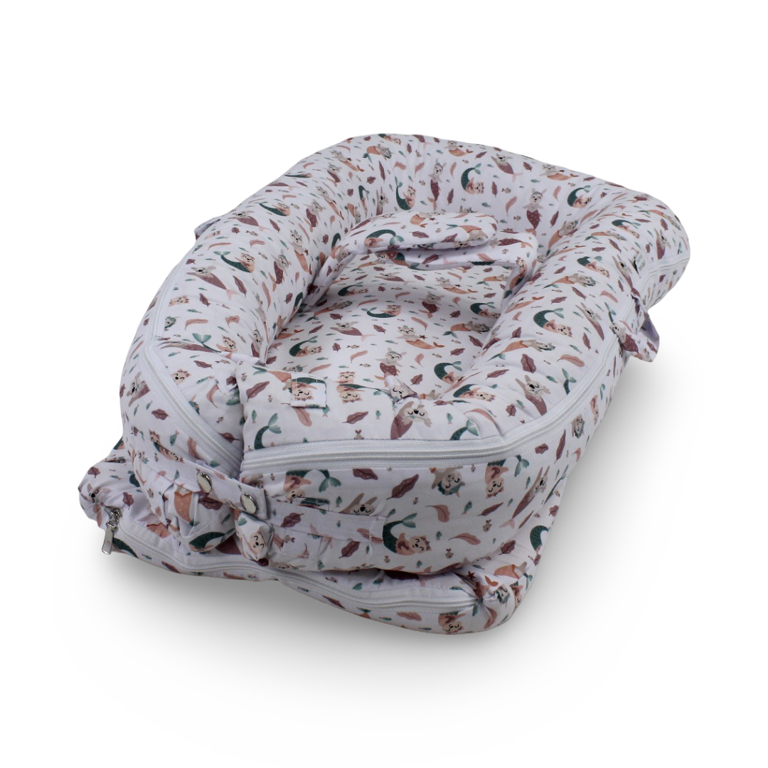 Cotton Baby Nest – Mermaid Print (70×40×18 cm) - Baby Essentials - Petit Bebe