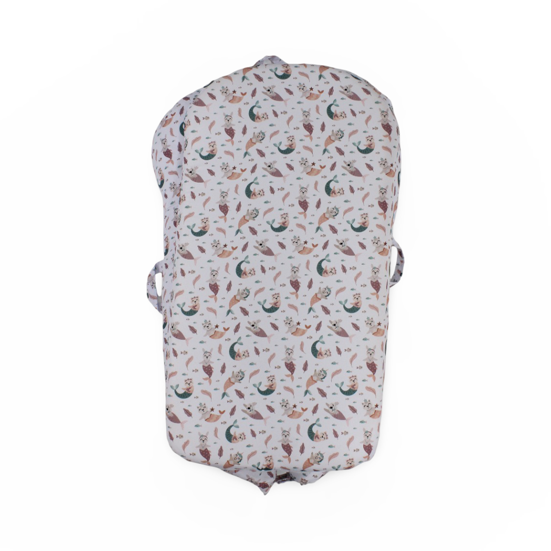 Cotton Baby Nest – Mermaid Print (70×40×18 cm)
