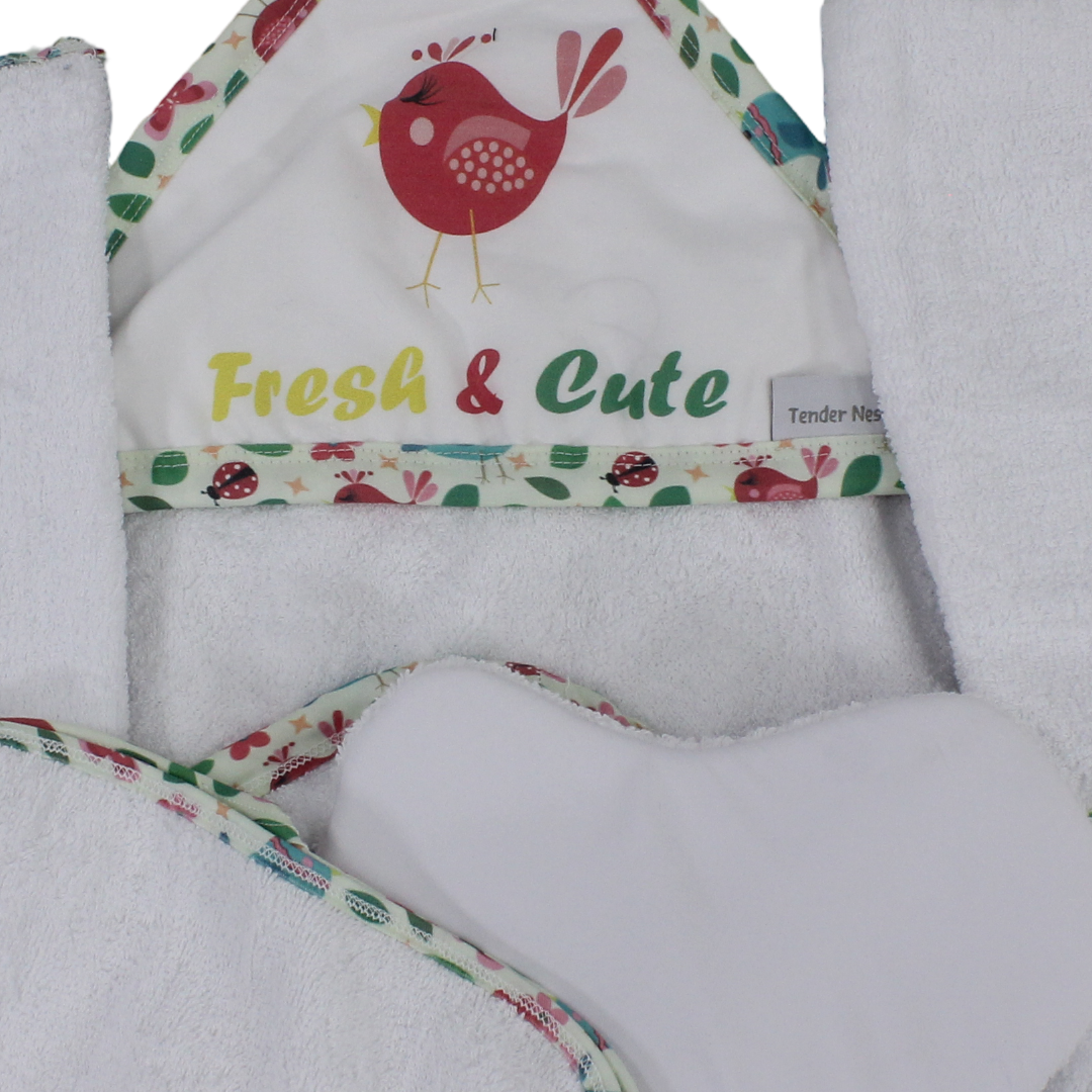 Cotton Baby Towel Set (5 Pieces) – Bird Design