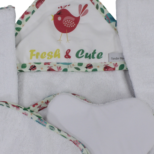 Cotton Baby Towel Set (5 Pieces) – Bird Design