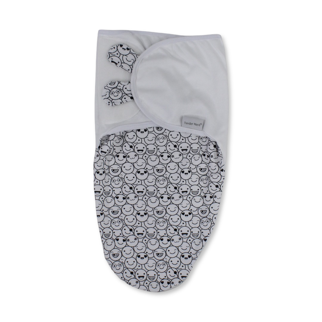 Cotton Baby Swaddle – Smiley Black Design