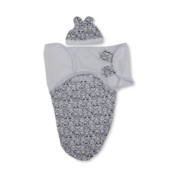 Cotton Baby Swaddle – Smiley Black Design