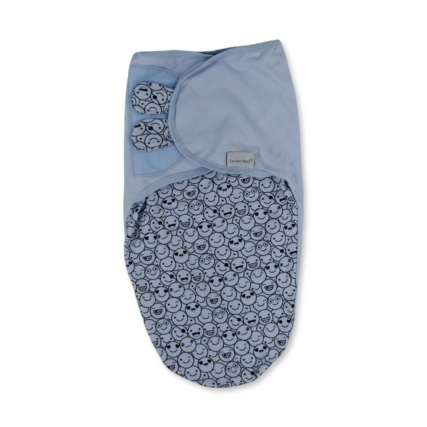 Cotton Baby Swaddle – Smiley Blue Design