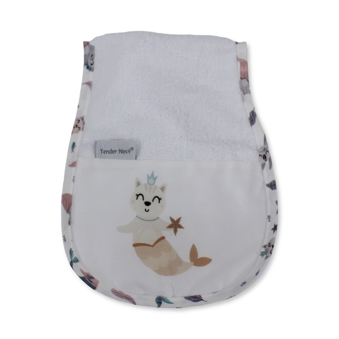 Cotton Baby Burp Cloth – Pink with Mermaid Design