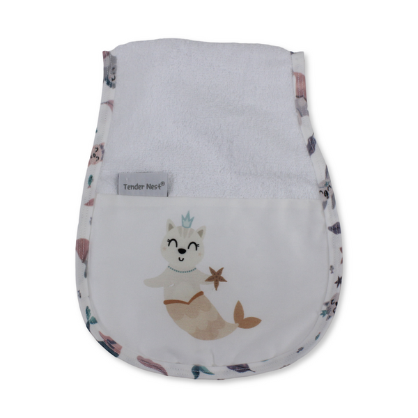 Cotton Baby Burp Cloth – Pink with Mermaid Design