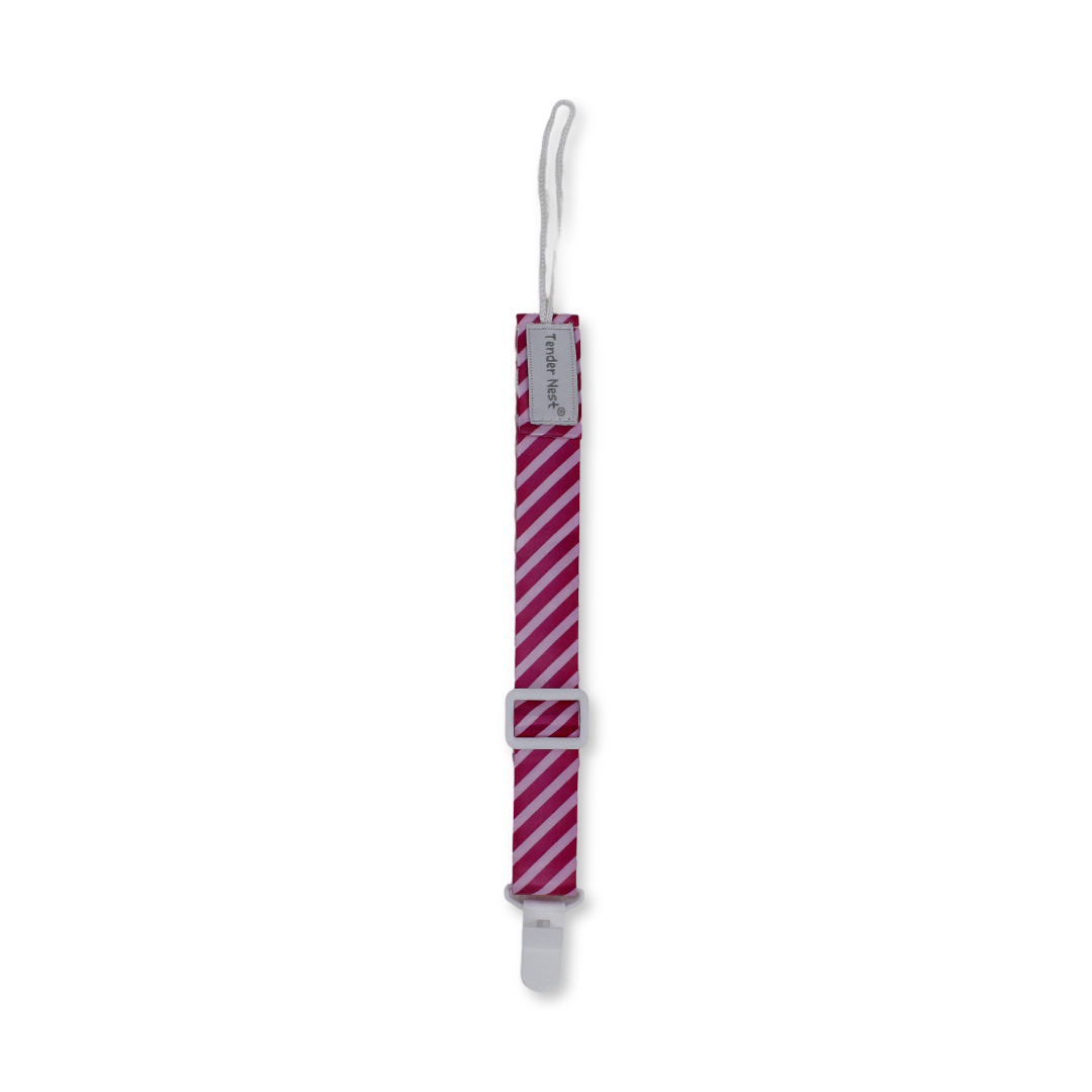 Cotton Soother Clip – Pink Striped Design