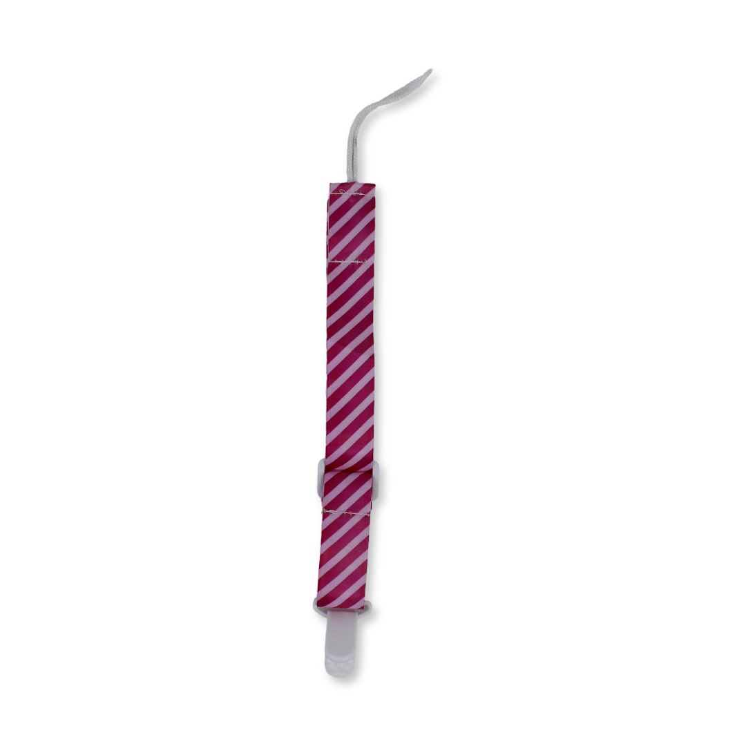 Cotton Soother Clip – Pink Striped Design