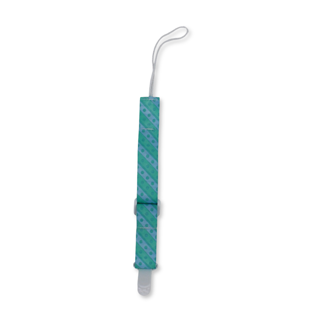 Cotton Soother Clip – Baby Blue Polka Dot Design