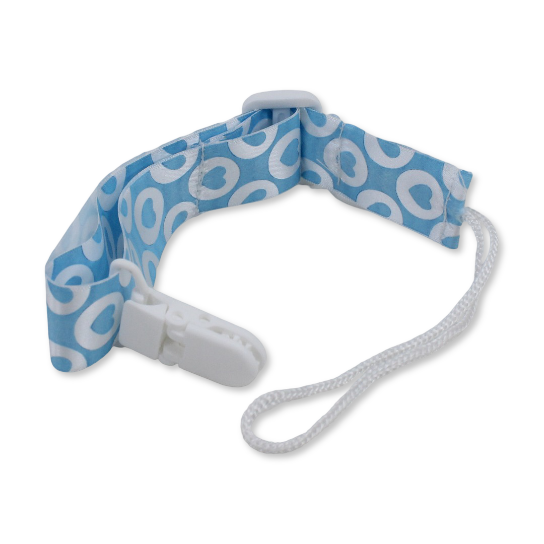 Cotton Soother Clip – Baby Blue Heart Design