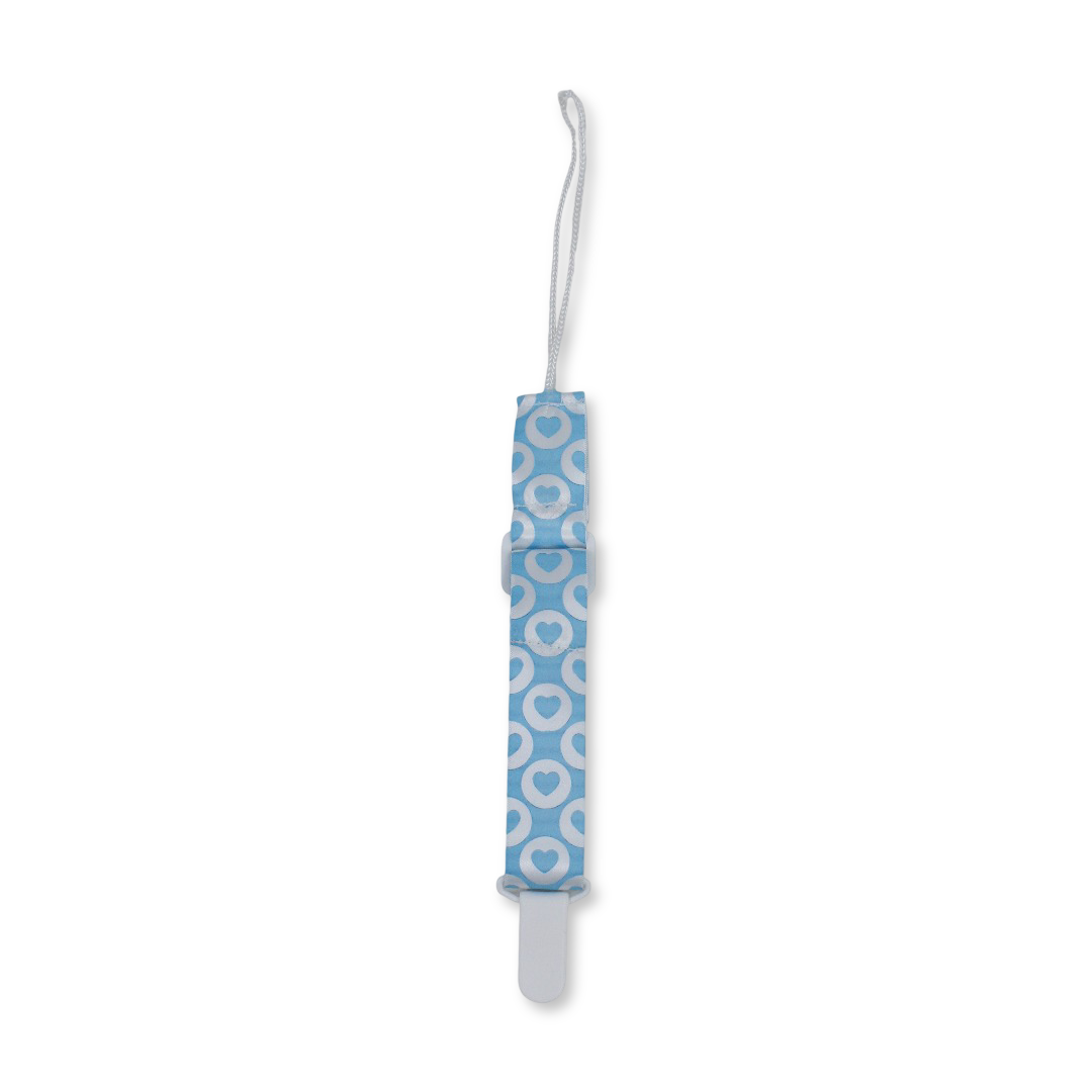 Cotton Soother Clip – Baby Blue Heart Design