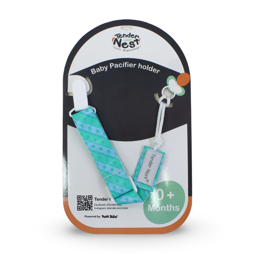 Tender Nest Baby Pacifier Holder 0m+ – Dotted Print - Baby Essentials