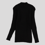 Plain Ribbed Long-Sleeved Half Collar Undershirt