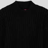 Plain Ribbed Long-Sleeved Half Collar Undershirt