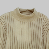 Plain Ribbed Long-Sleeved Half Collar Undershirt