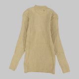 Plain Ribbed Long-Sleeved Half Collar Undershirt