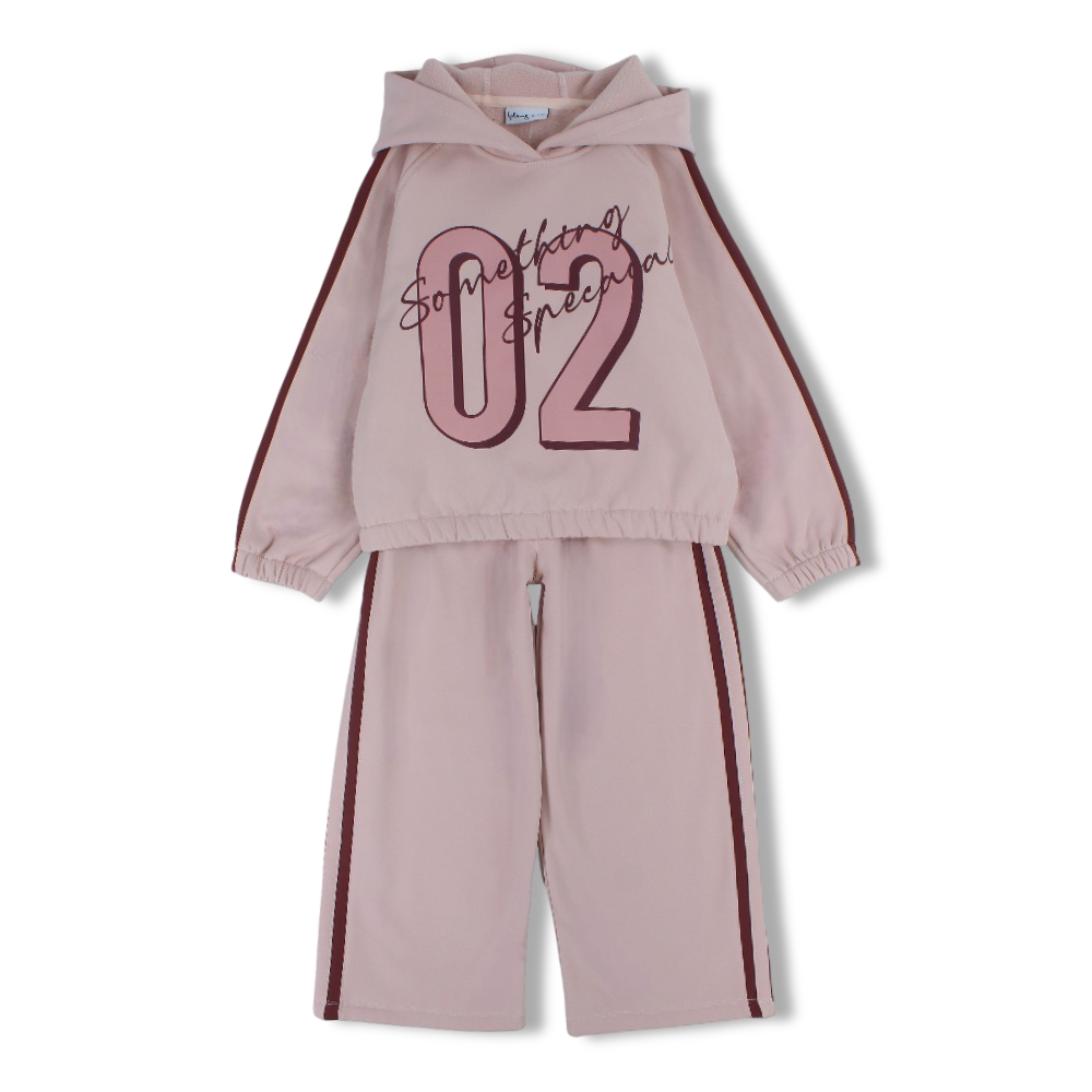 Girls Cotton Two-Piece Outfit Set – Pink with “Something Special 02” Print