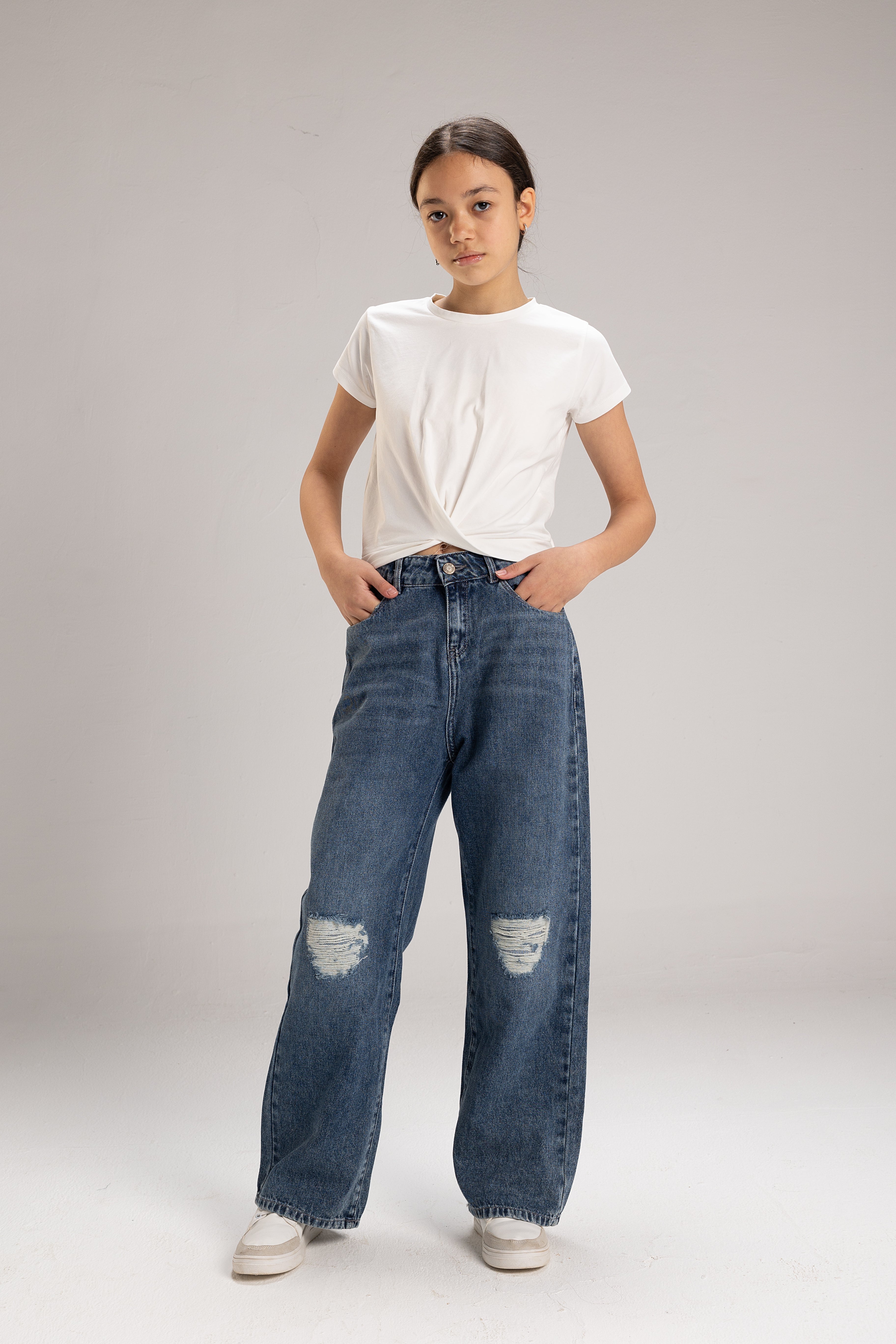 Ripped Wide-Leg Jeans