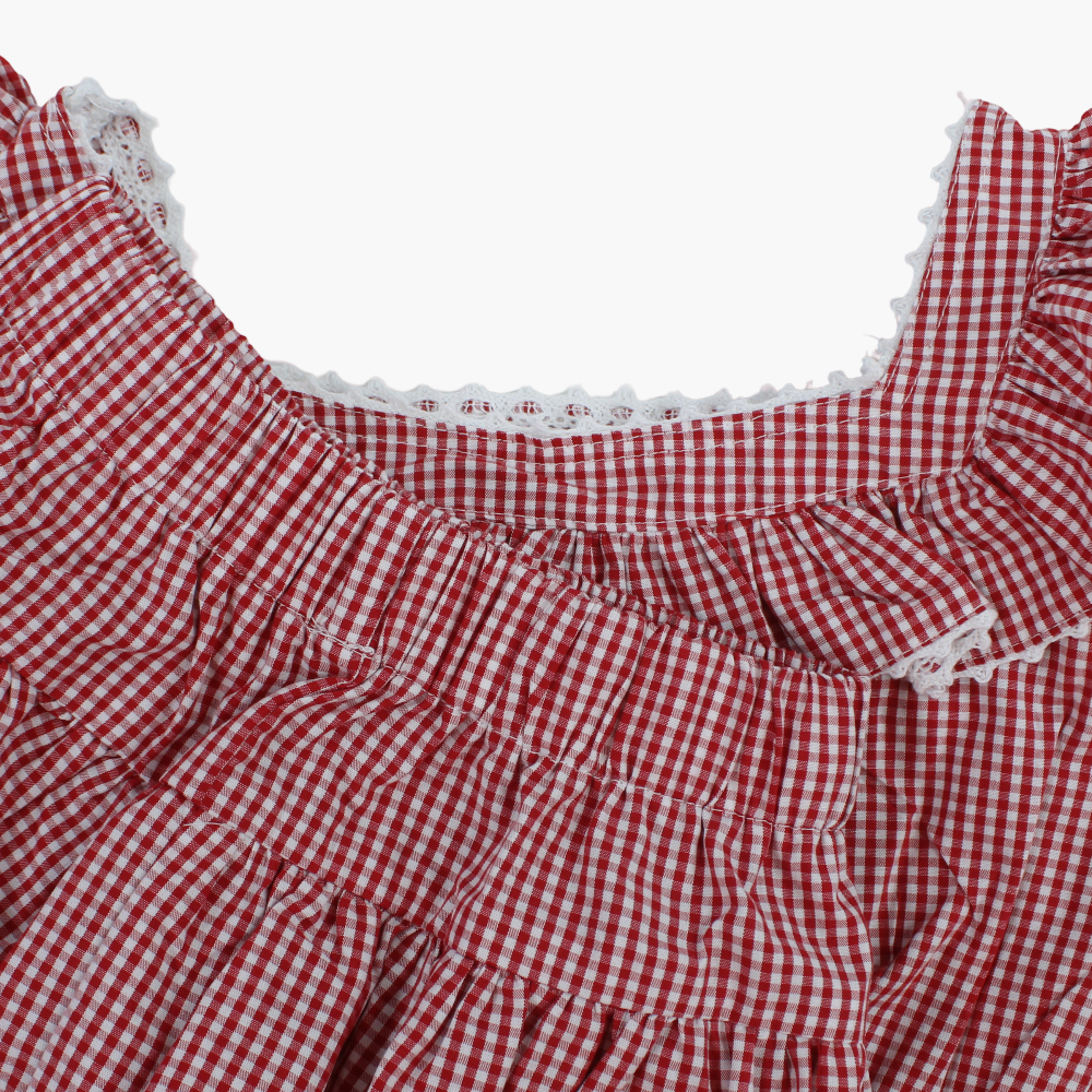 Girls Cotton 2-Piece Outfit Set - Checkered