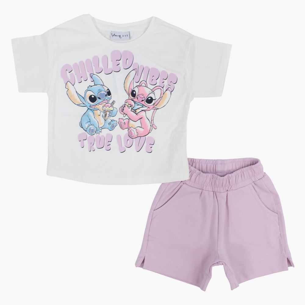 Girls Cotton 2-Piece Outfit Set - “CHILLED VIBES” Print