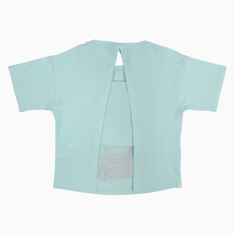Girls Split Back Cotton T-Shirt - Cool Girl Print
