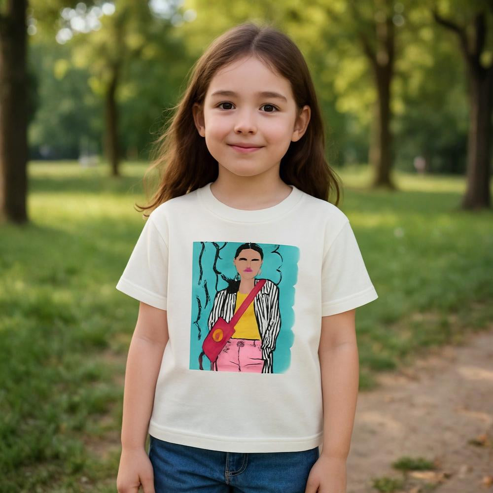 Girls Split Back Cotton T-Shirt - Cool Girl Print