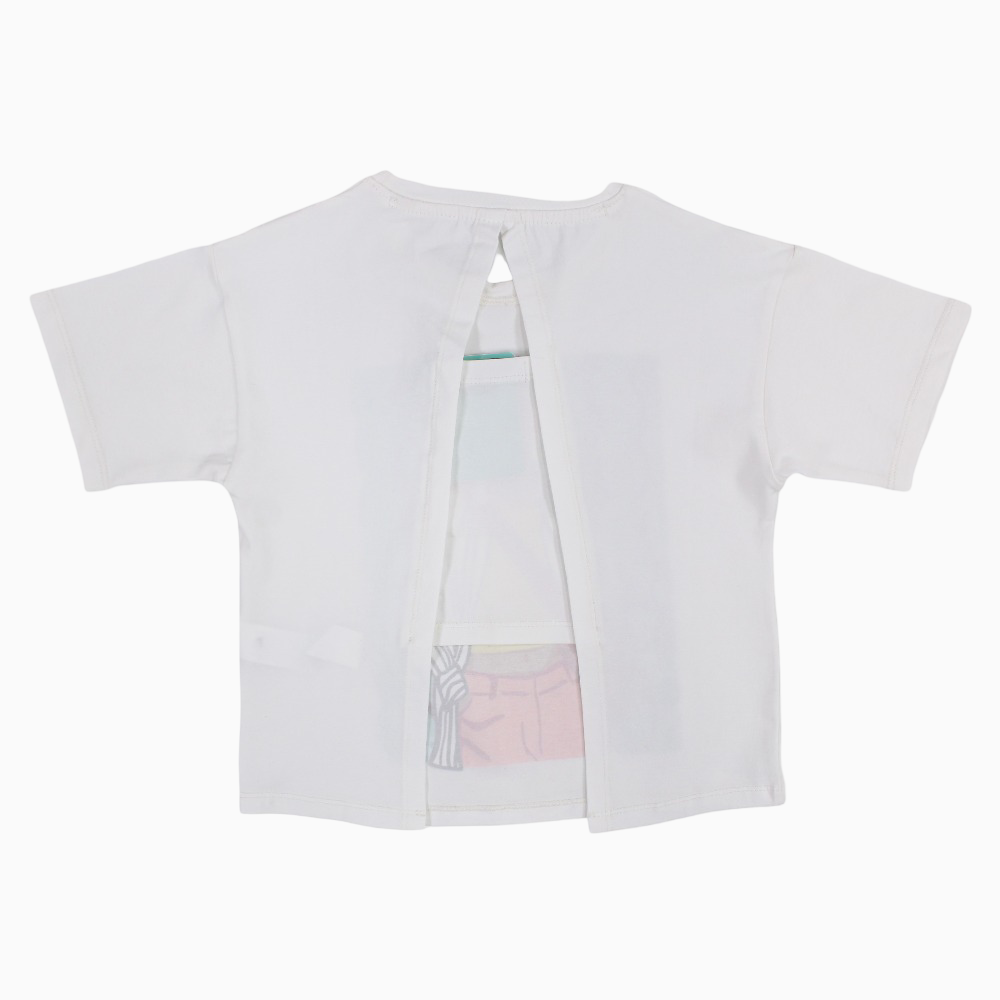 Girls Split Back Cotton T-Shirt - Cool Girl Print