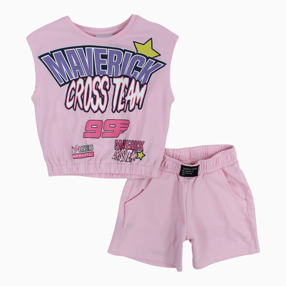 Girls 2-Piece Outfit Set - Pink with a Cool Print