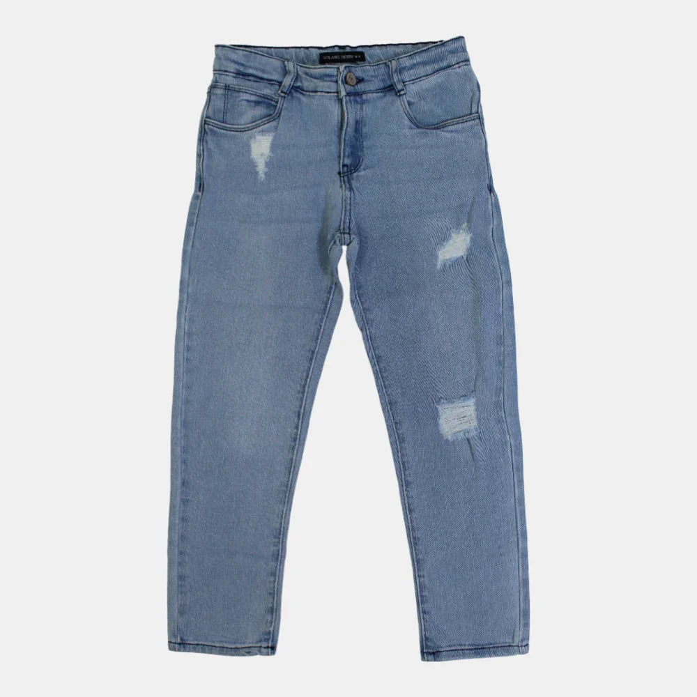 Boys' Ripped Jeans – Light Wash Denim - Clothing - Solang
