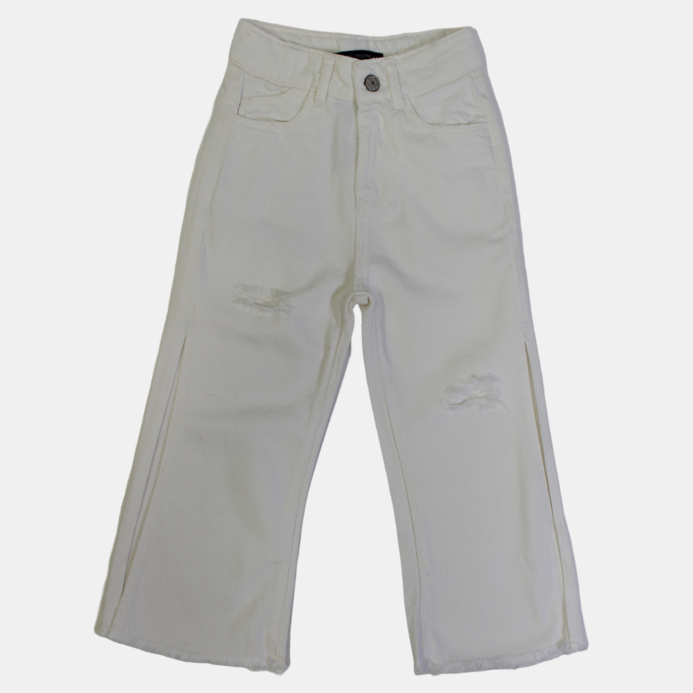 Girls Gabardine Pants – White Ripped Style