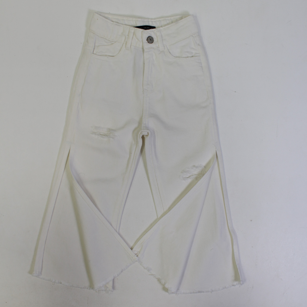 Girls Gabardine Pants – White Ripped Style