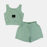 Girls' Cotton Sleeveless 2-Piece Outfit Set