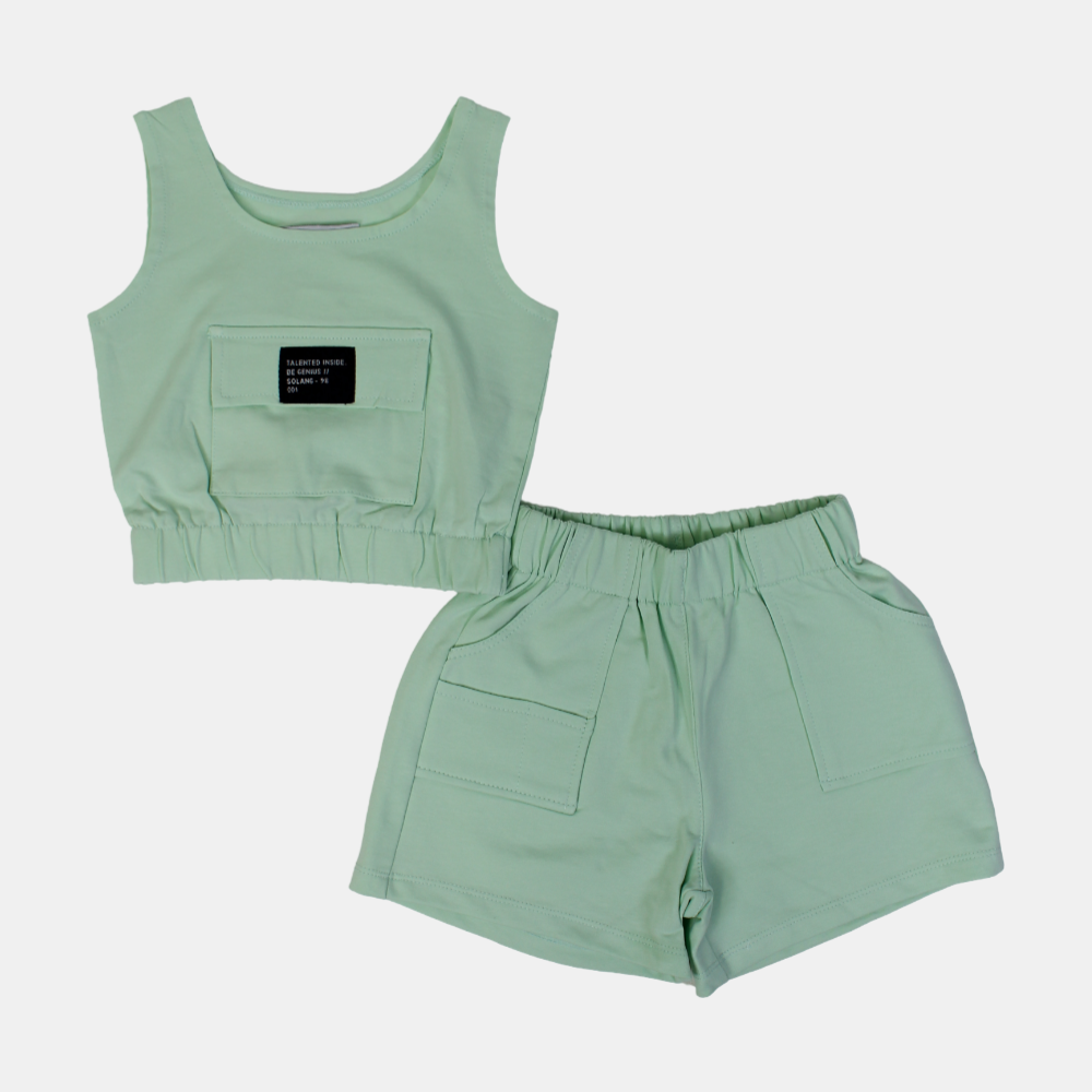 Girls Cotton Sleeveless 2-Piece Outfit Set