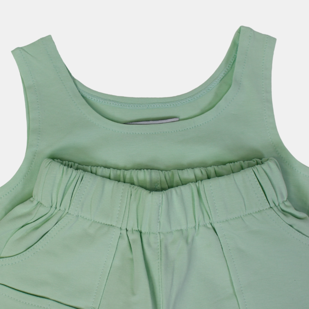 Girls Cotton Sleeveless 2-Piece Outfit Set