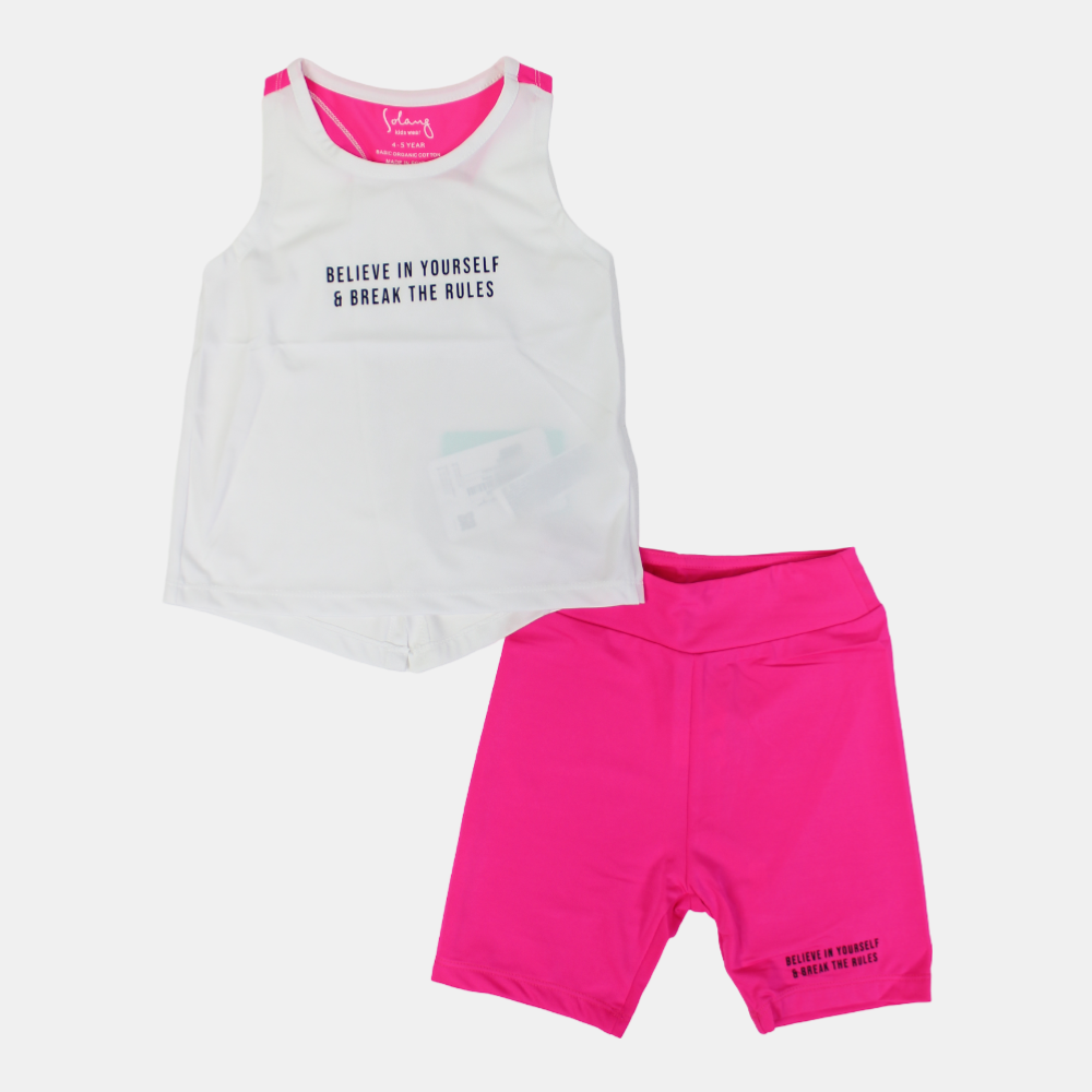 Girls' Cotton Sleeveless 2-Piece Outfit Set