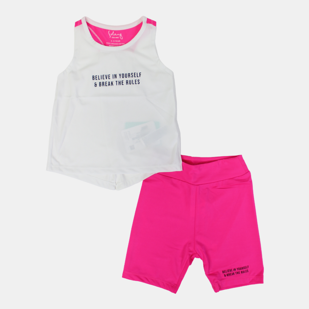 Girls Cotton Sleeveless 2-Piece Outfit Set