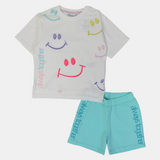 Off-White "Always Together" Short-Sleeved 2-Piece Outfit Set