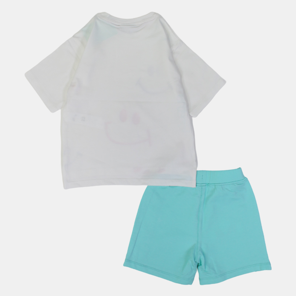 Off-White "Always Together" Short-Sleeved 2-Piece Outfit Set