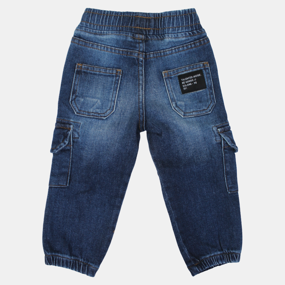 Light-Wash Denim Cargo Jeans