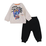 Baby Boys Cotton Pajama Set – Beige with Stitch Print