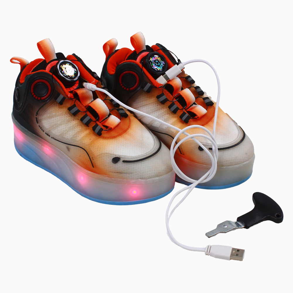 Unisex LED Leather Sneakers with Wheels