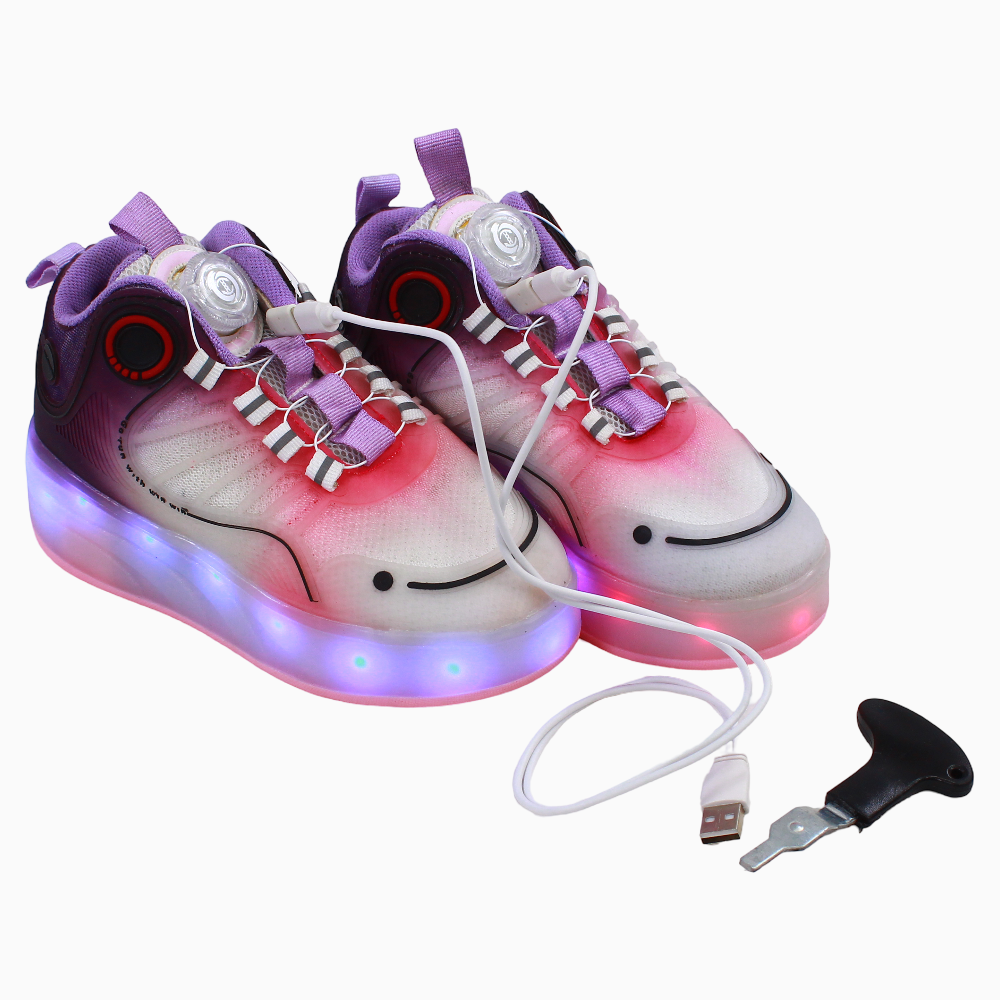 Unisex LED Leather Sneakers with Wheels