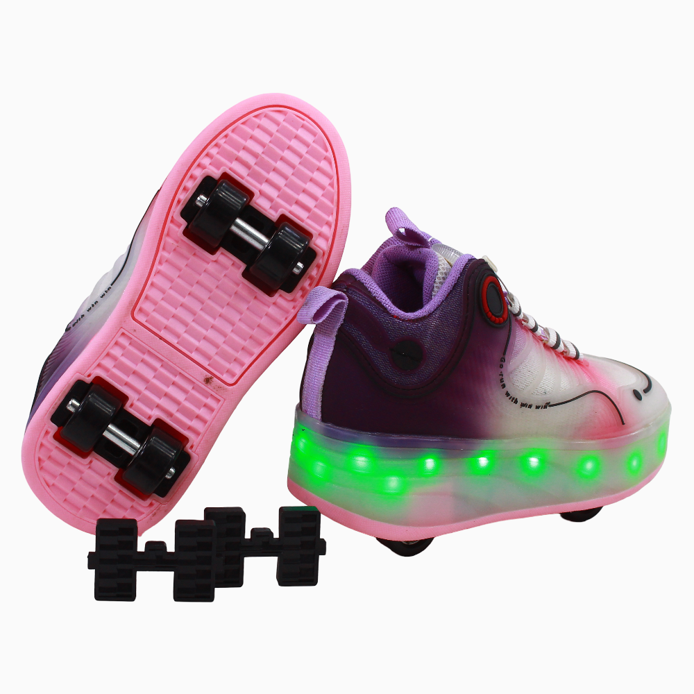 Unisex LED Leather Sneakers with Wheels