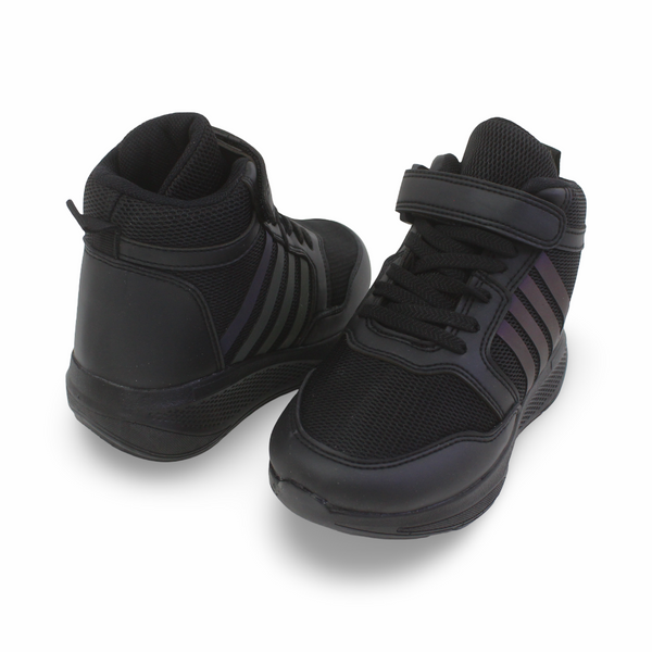 Unisex Kids Leather Half Boots – Black