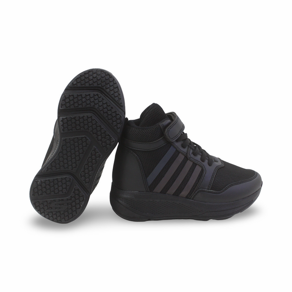 Unisex Kids Leather Half Boots – Black