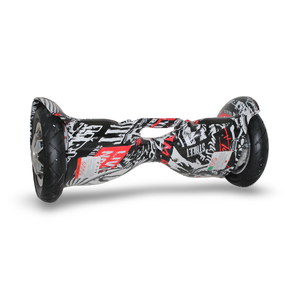 Electric Hoverboard 10 Inches – Black & White Graffiti Print