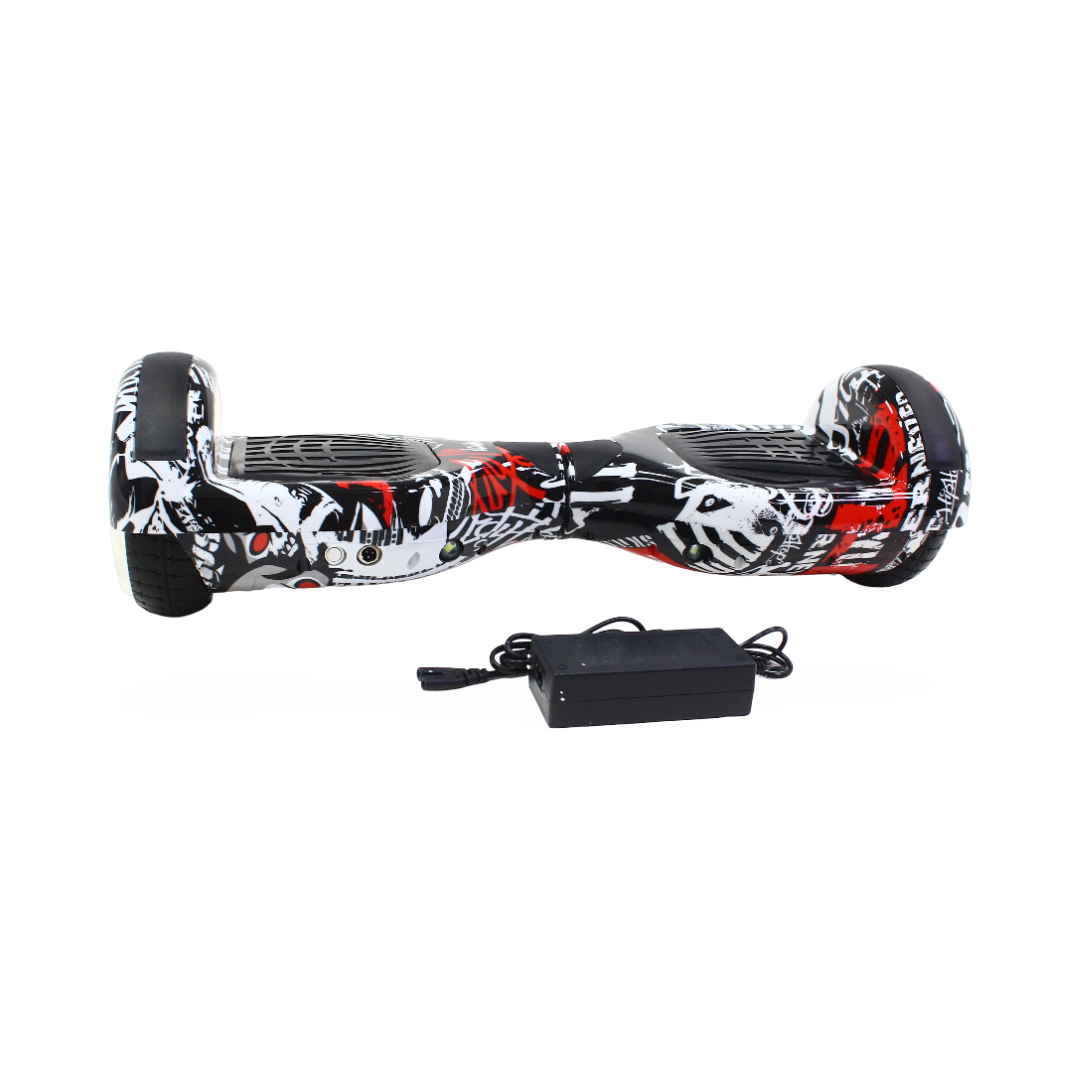 6.5-Inch Hoverboard with Text Print – White & Black - Toys - OKO