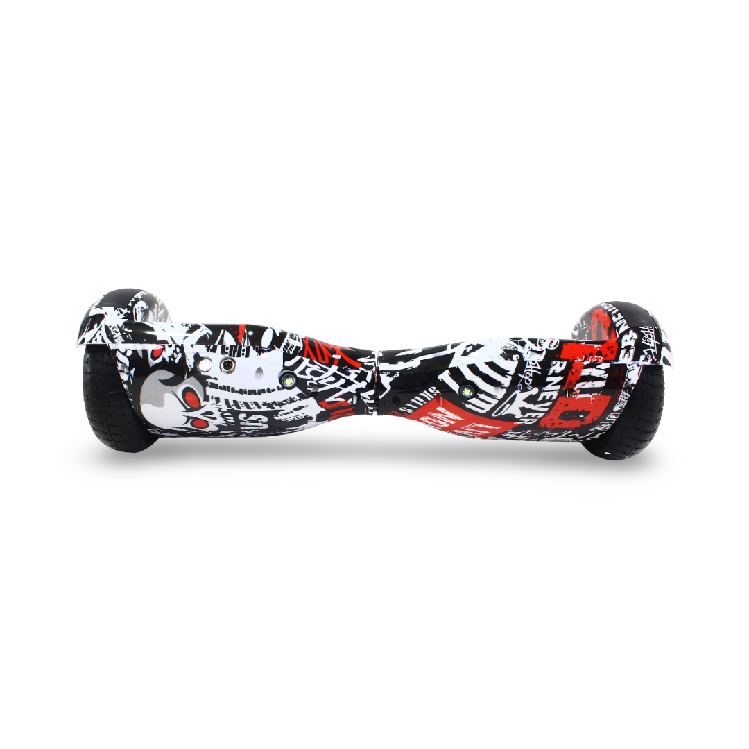 6.5-Inch Hoverboard with Text Print – White & Black