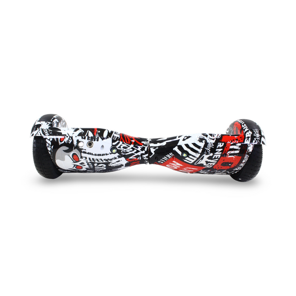 6.5-Inch Hoverboard with Text Print – White & Black